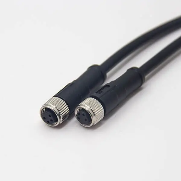 M8 4 Pin Straight Female to Female Cable Cordsets 24AWG 1M