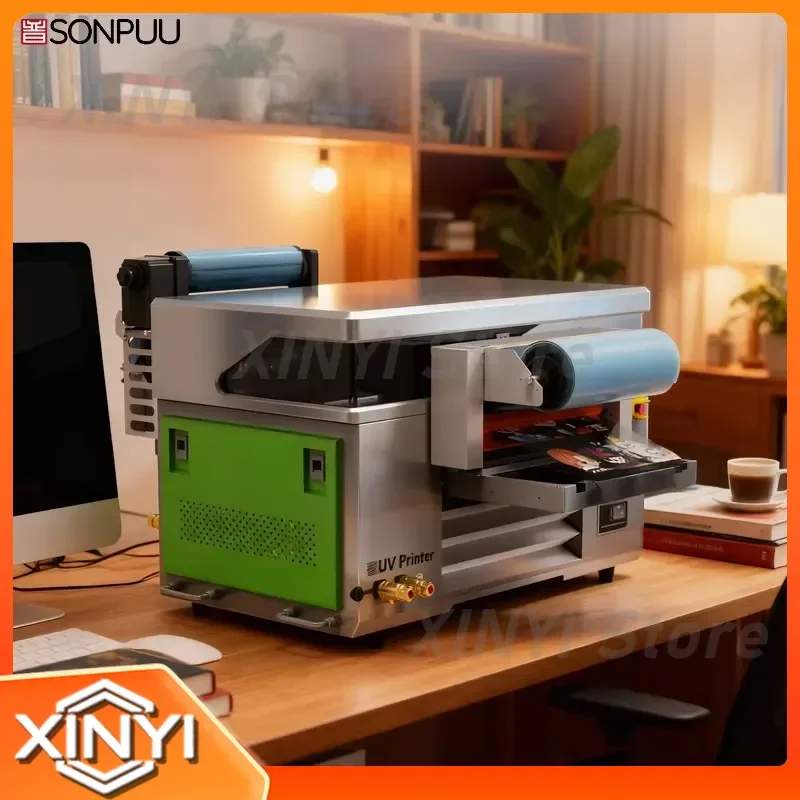 UV DTF Printer 4060 Multi-function with I3200 Print Head Small Business Press Box Cup Glass T Shirt Hot Stamping Machine