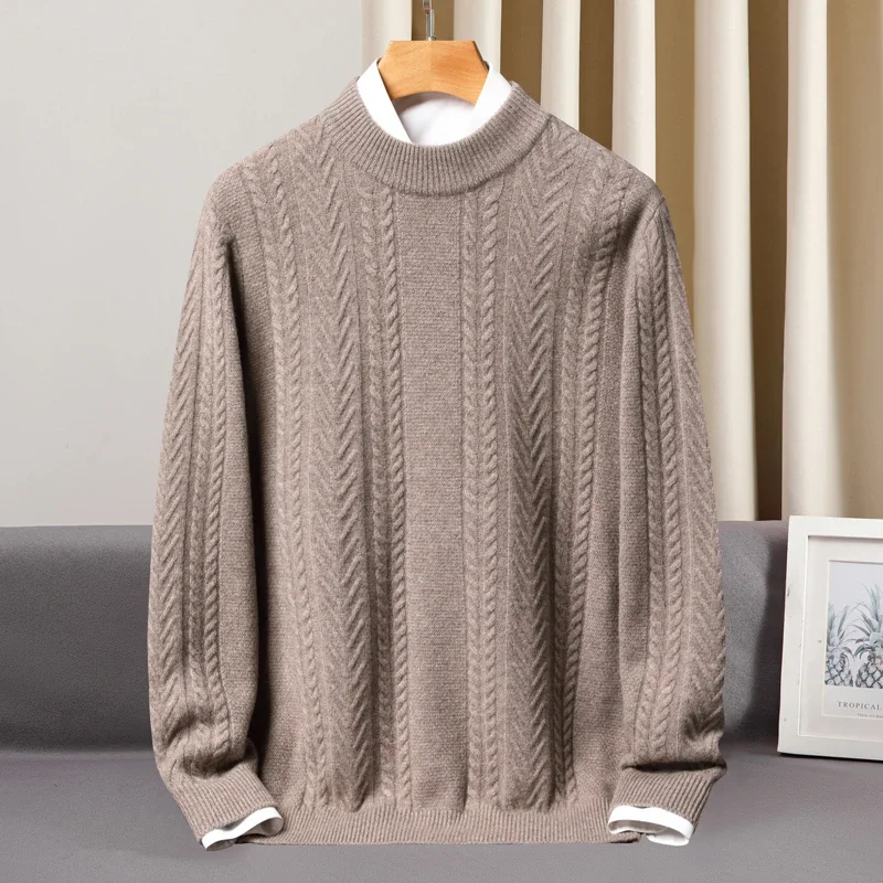 New Arrival Fashion Winter 100% Pure Cashmere Sweater Men's High-end Sweater Large Jacquard Knit large Size S M L XL 2XL 3XL 4XL