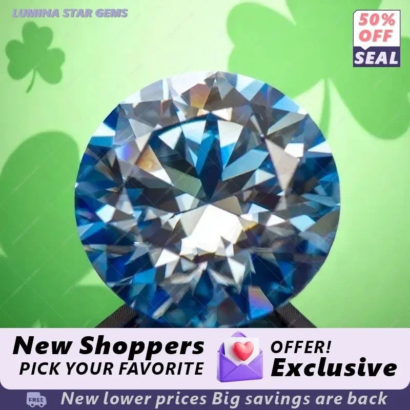 Lab Created Blue Sapphire for L-Ice Blue Colour Moissanite Loose Stone Round Cut Gemstone Synthetic Heat Treated Diamond