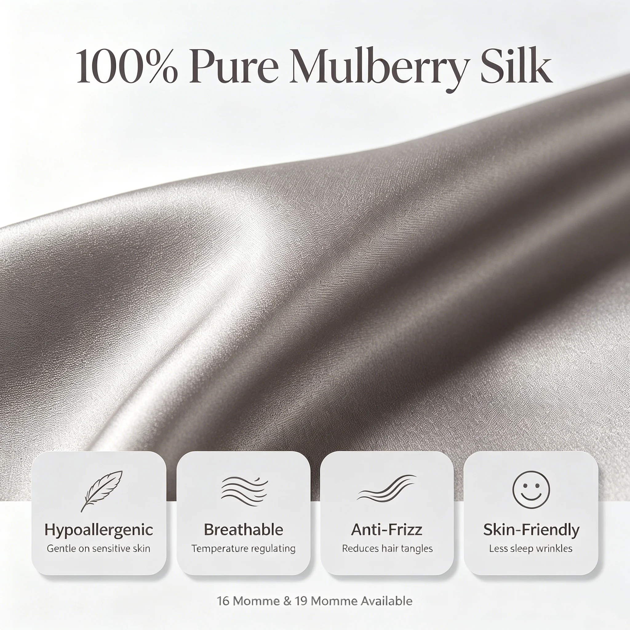 100% Mulberry Silk Pillowcase 50x80cm Tie Closure Pillow Cover 16/19 Momme Soft Breathable Pillow Case for Hair Skin Home Hotel