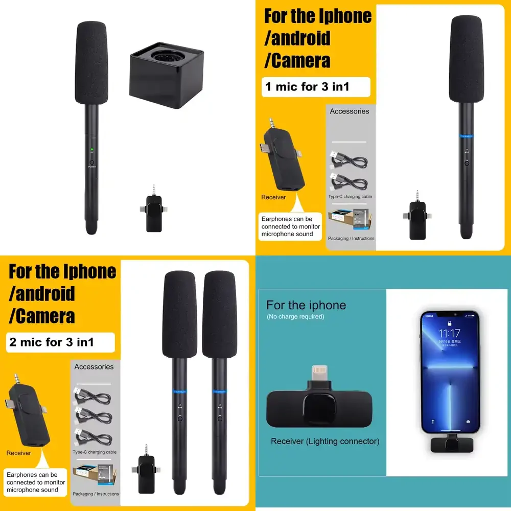 

Wireless Interview Microphone Mobile SLR Camera Dedicated to NewsReporters Outdoor Street Noise Cancelling Cordless