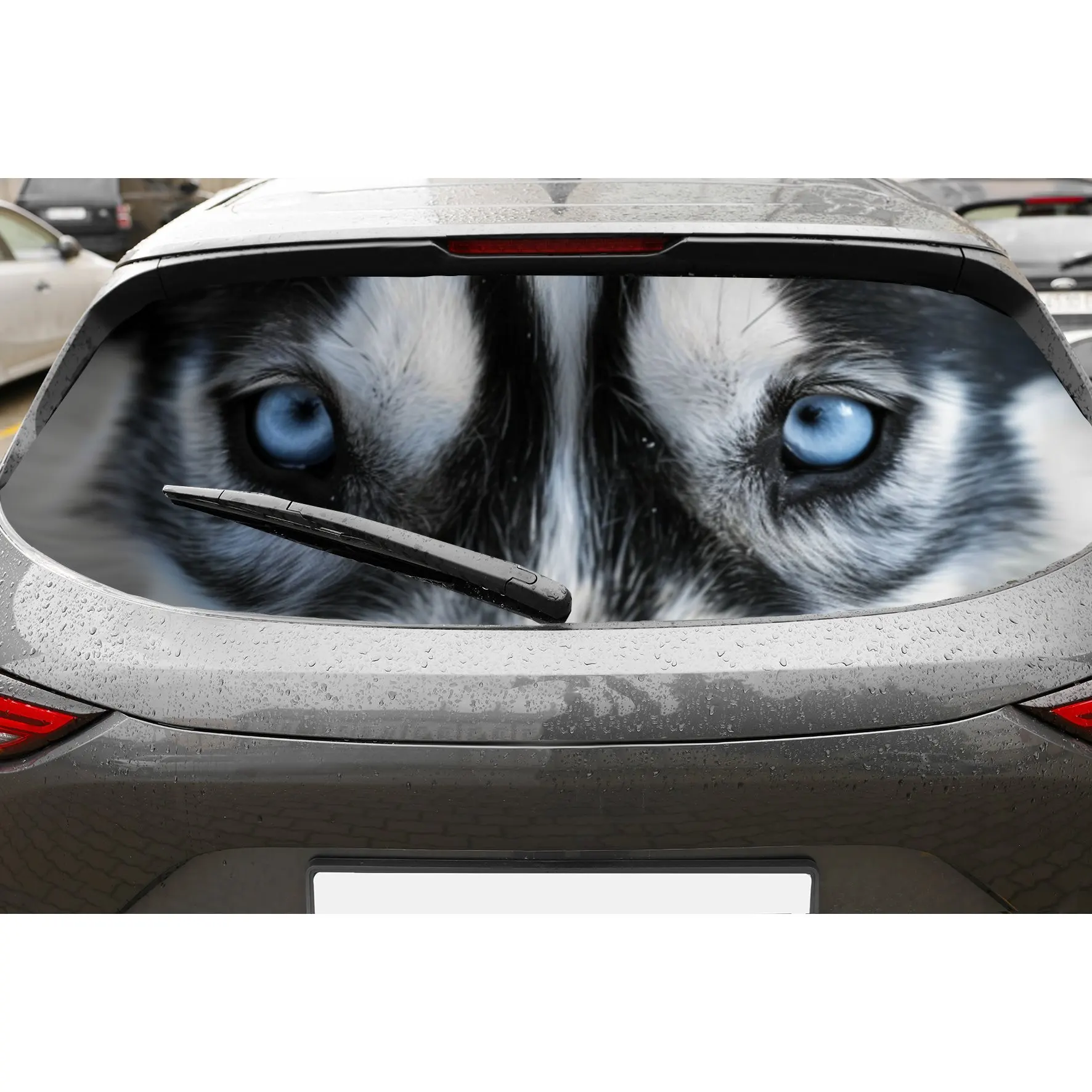 

Husky Eyes PVC Perforated Car Vinyl Wraps, Privacy Enhancing Design for Rear Window, Car Rear Windshield Sticker for Most Trucks