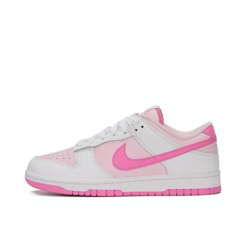 

Женские прочные кроссовки для скейтбординга Nike Dunk Low Pink Foam, низкие белые/розовые, модные и функциональные