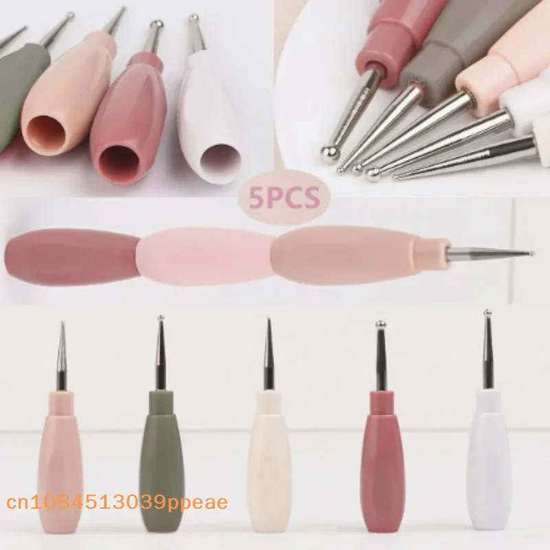 5 Pcs Interlockable Nail Art Dotting Pen Painting Brush Multicolor Handle Liner Drawing Flower Dotting DIY Manicure Tools
