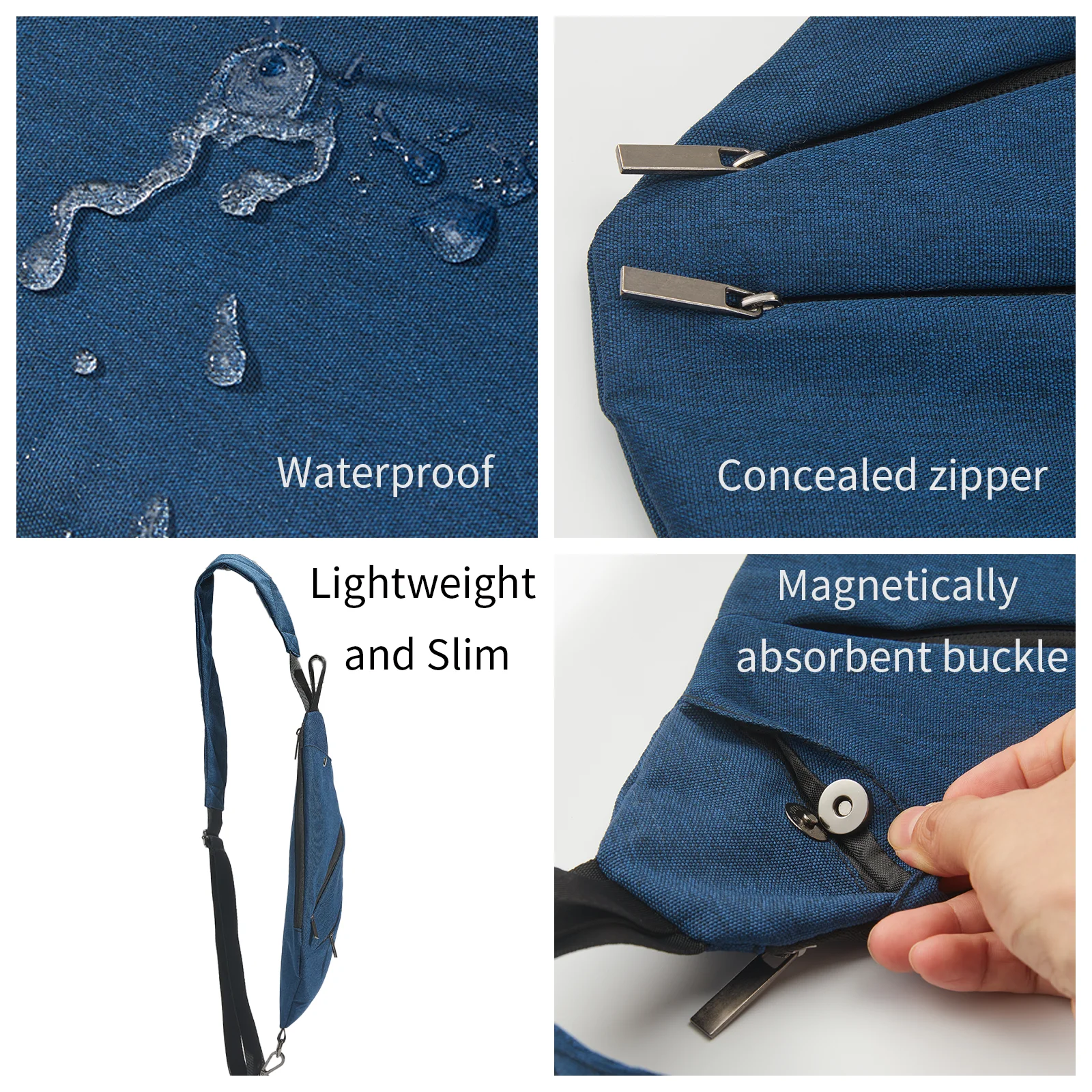 حقيبة حبال للرجال مقاومة للماء ومضادة للسرقة حقائب صدر للنساء حقائب ظهر محمولة للرجال حقيبة كتف خفيفة الوزن عبر الجسم