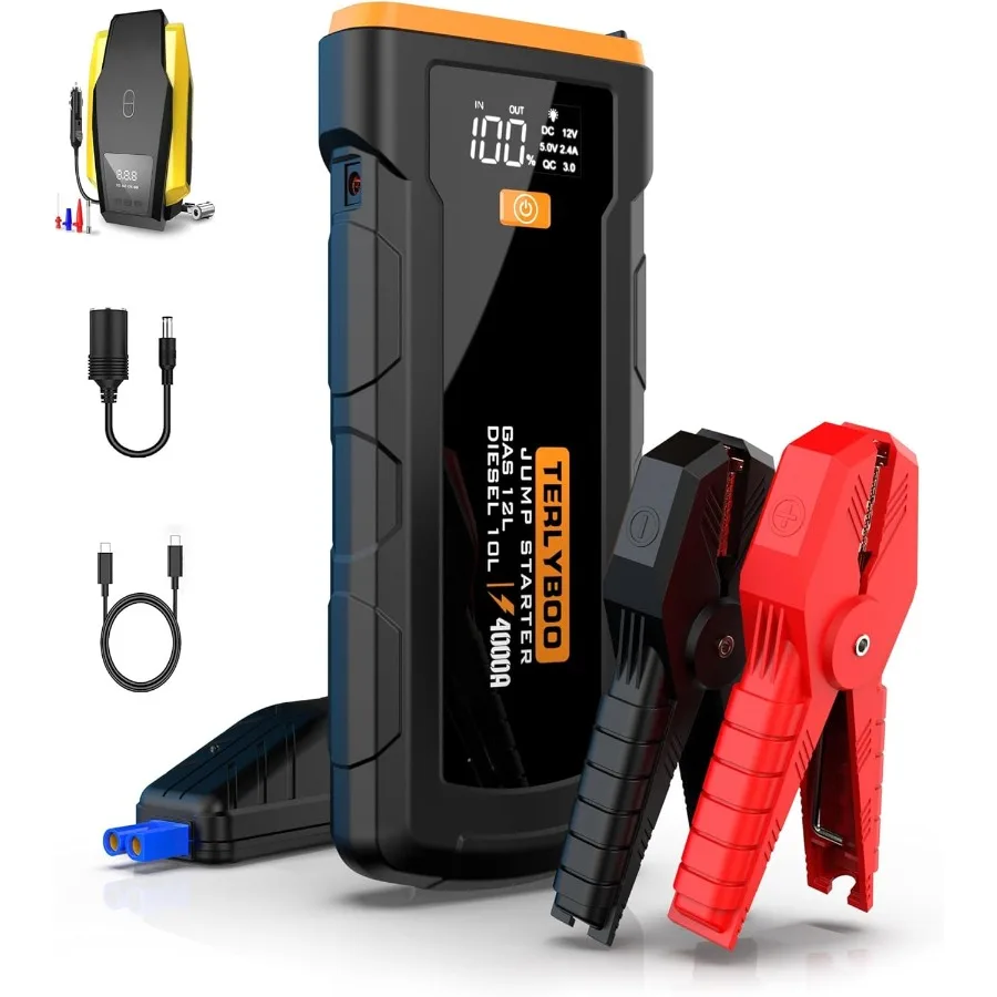 Jump Starter مع قوة احتياطية 365 يومًا 4000A 12V معزز بطارية السيارة للمركبات حتى 8L تعمل بالبنزين ومحركات الديزل 6.5L Inc
