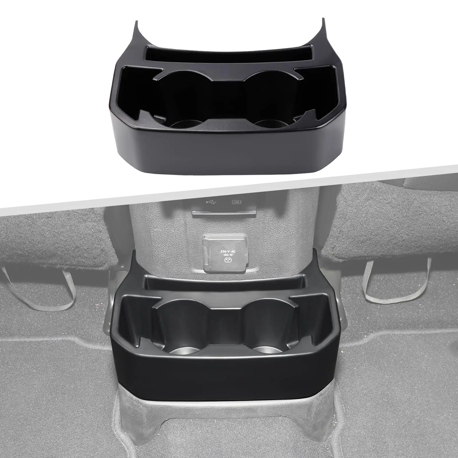 

Dual Rear Seat Cup Holder Organizer Tray For Backseat Drink Storage Compatible With Jeep JL JLU Gladiator JT 2018–2025
