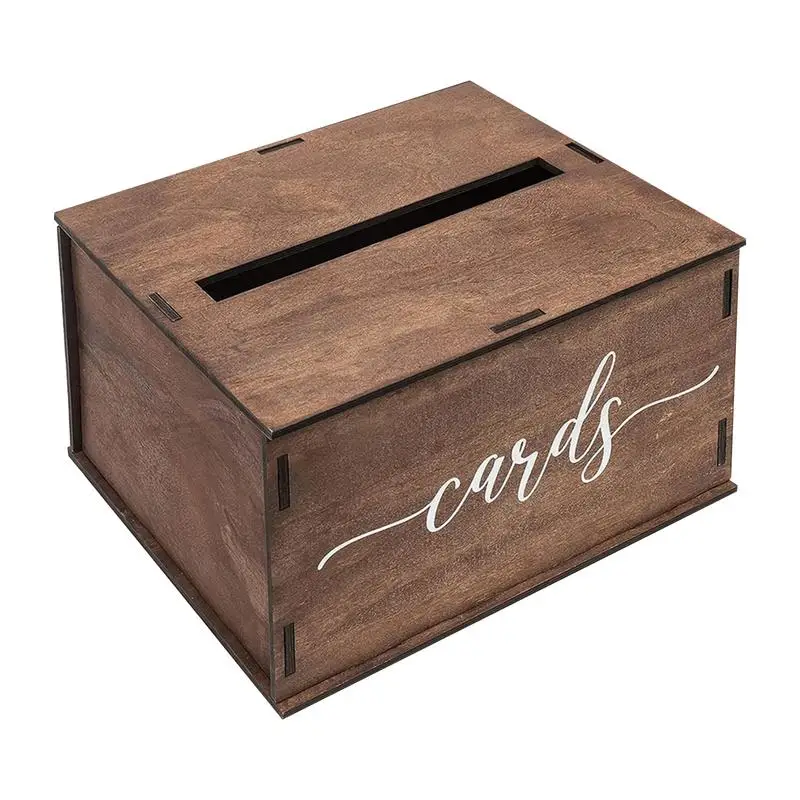 Wedding Money Box Envelope Keepsake Box With Slot Rustic Envelope Holder Box Wooden Money Case Card Receiving Box For Party