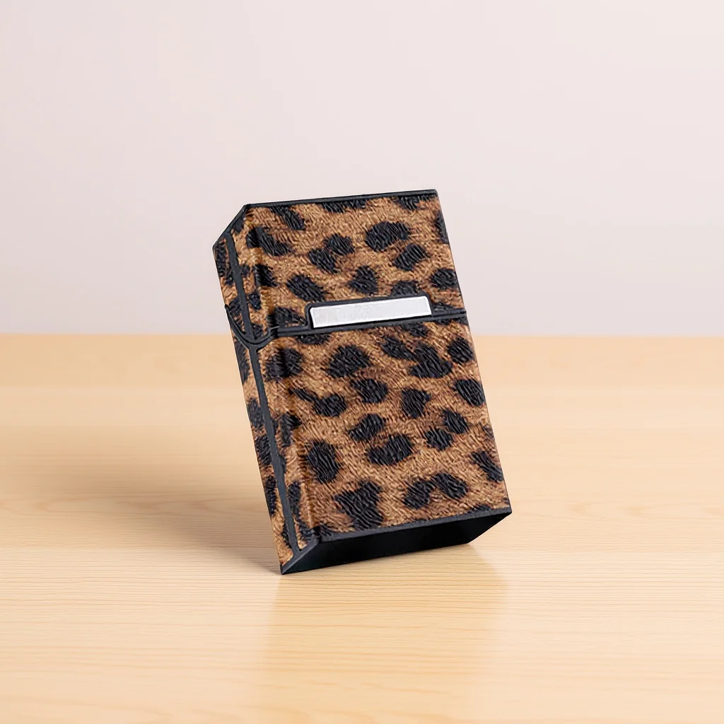 

1pc Cigarette Case Protector Leopard Print Magnetic Flip Cover Durable Portable Storage Box For Common Size Cigarette Holder