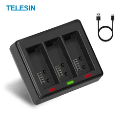 TELESIN Quick Battery Charger for Gopro Hero 13 Black Lightweight Safety Three Slot Battery Charger Action Camera Accessories