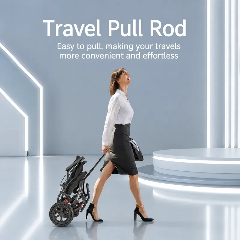Ergonomic Lightweight Foldable Manual Wheelchair with Shock Absorption Portable Travel Aid for Elderly