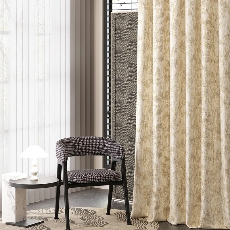Luxury Blackout Curtain Drapes for the Living Room Bedroom Tree Window Customization Jacquard Room Curtains