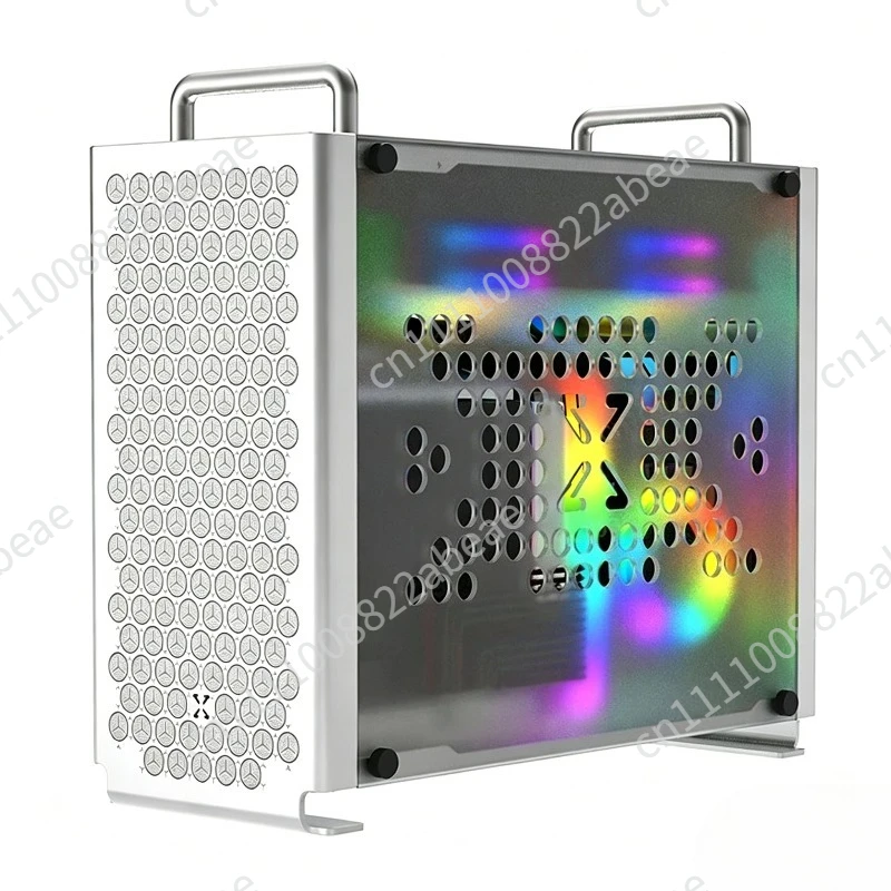Portable Aluminum ITX Case , Mini ITX Computer Case Acrylic Side Panel Support SFX Power Supply Small PC Desktop Case