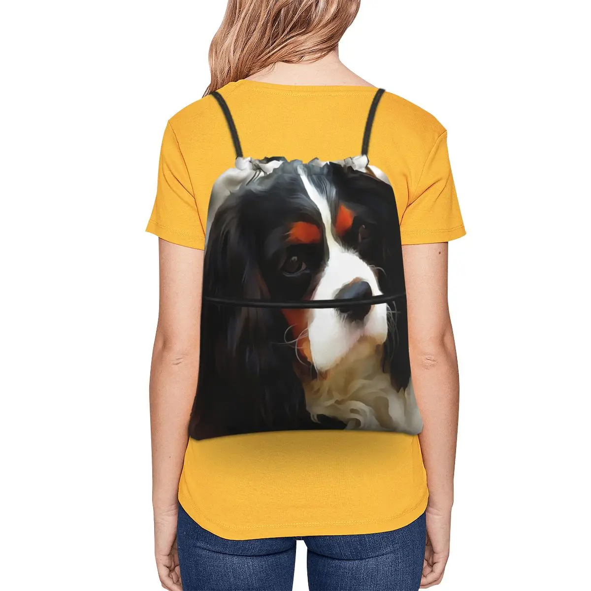 حقائب ظهر للكلاب من كافالير كينج تشارلز سبانيل، حقيبة ظهر محمولة برباط، حقيبة رياضية للجيب، حقائب كتب للطلاب والرجال والنساء