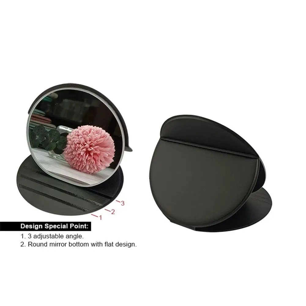 Pu-leer PU-desktopstandaardspiegel Effen kleur Lichtgewicht ronde opvouwbare make-upspiegel Ronde delicate make-upspiegel