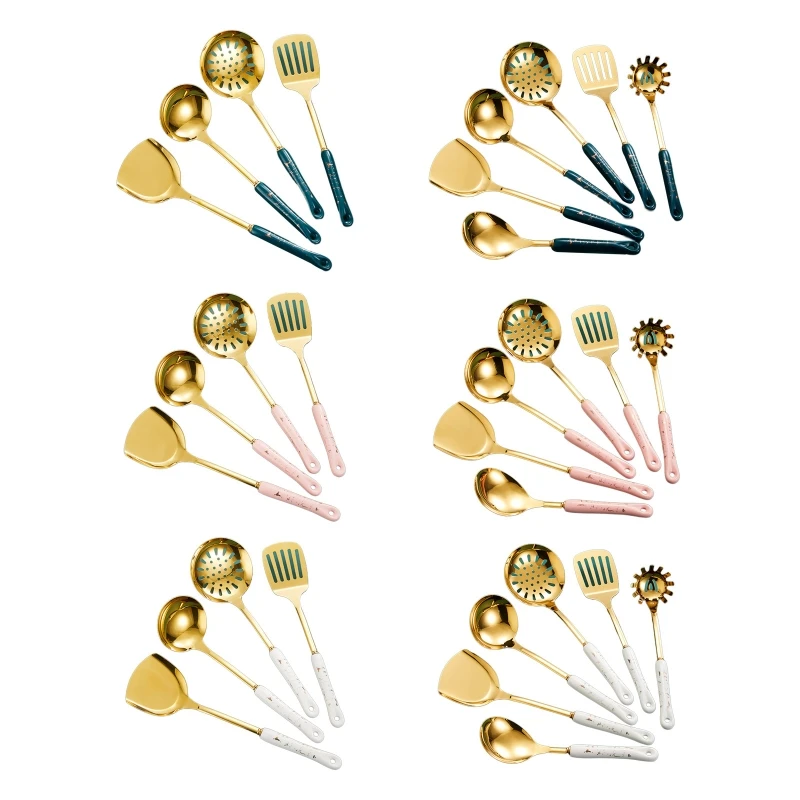 

Cooking Ware Kitchen Chef Utensils Set with Heat-Block Ceramic Handle Household Cooking Accessories for Family new arrival