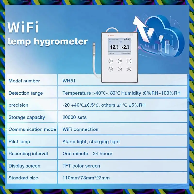 Ежедневный регистратор данных температуры и влажности в реальном времени с внешним зондом, беспроводной мониторинг для управления холодной цепочкой