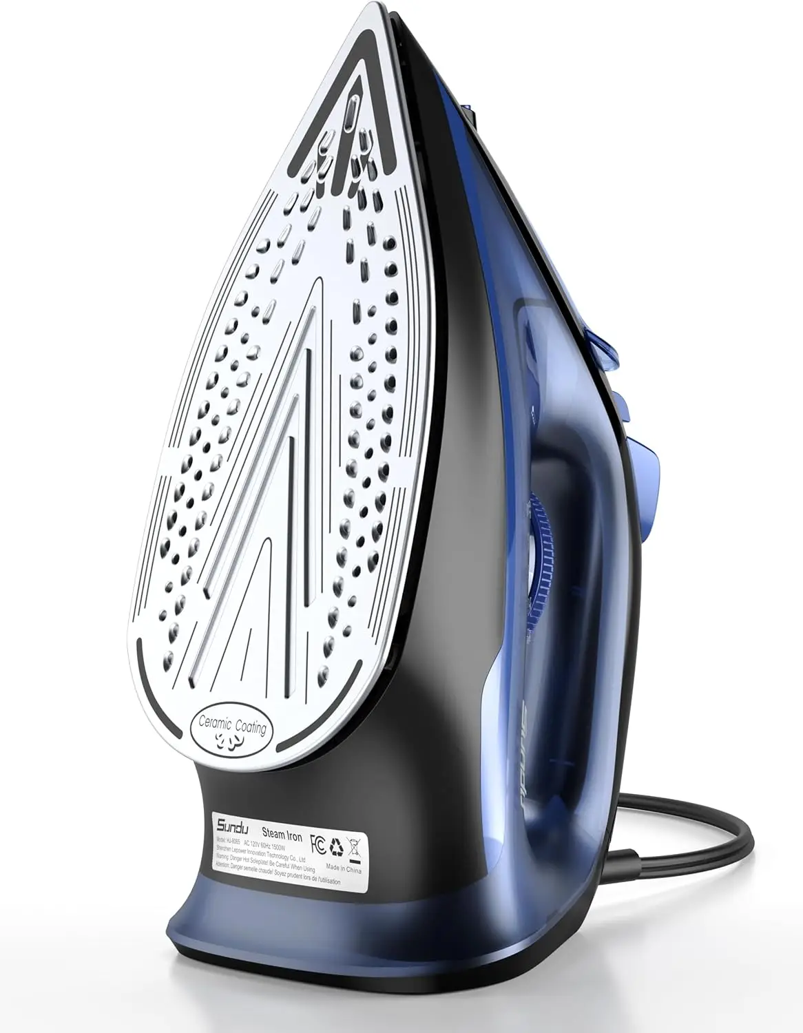 

Steam Iron with Rapid Heating Ceramic Soleplate, 1500W, Self-Cleaning, Auto-Off, Blue for Home Clothes Ironing