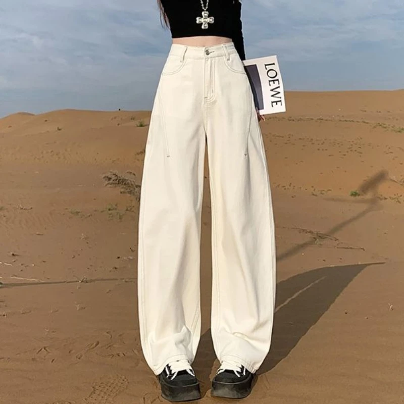 

Autumn and Winter Beige Pants Wide-leg Jeans Women's High-waisted Apricot American Trousers New in 2025