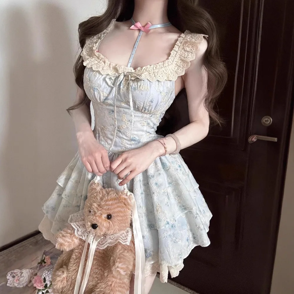 Vestido de Ballet Estilo Lolita Primavera Verão Saia em Camadas loween Doce Princesa Manga em Tecido PVC Versão H para Mul...