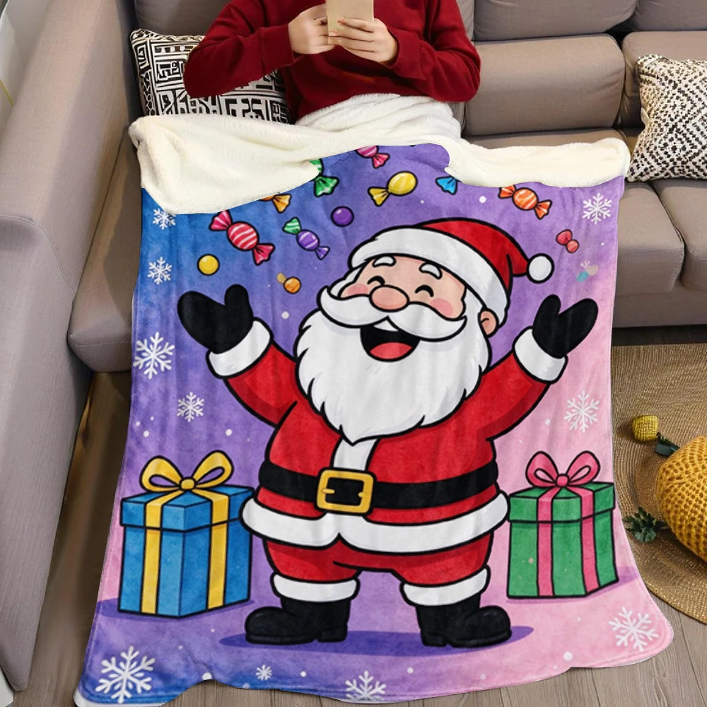 Xmas Cat Green Flannel Blanket Perfect for Sofa Office Bed Travel Sleep Read Relax Camping Four Season Use