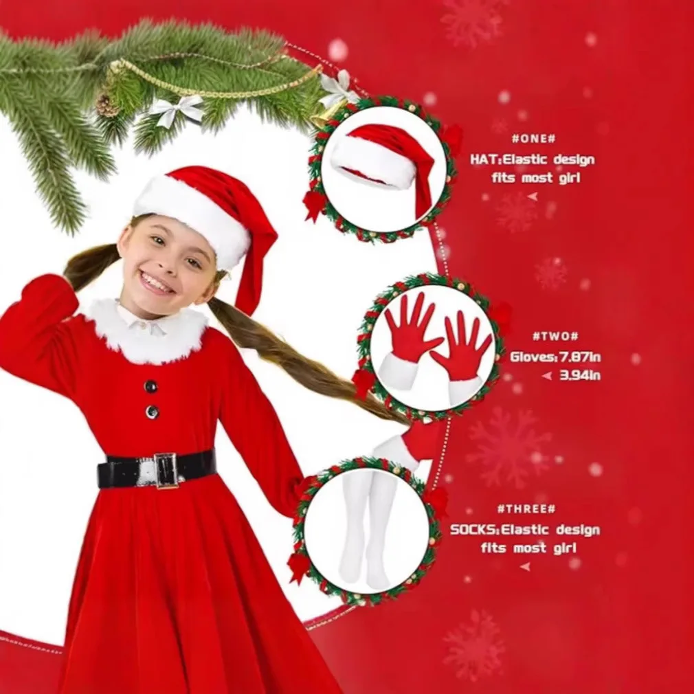 

Рождественское платье, юбка с длинными рукавами, сценический костюм для женщин, праздничные вечеринки, рождественские торжества и сценические шоу