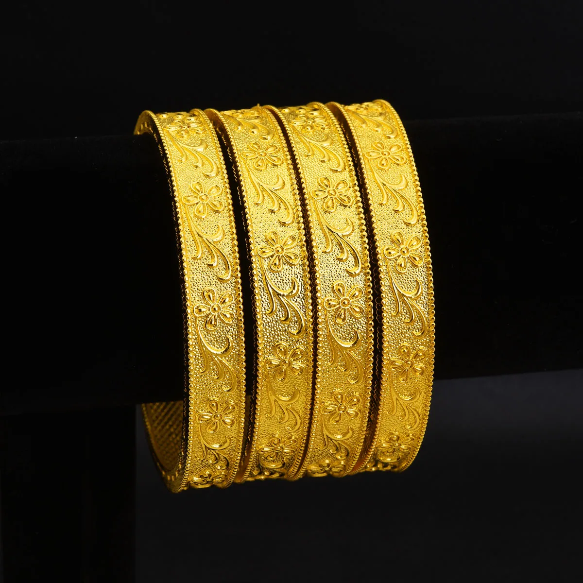 24K Golden Color Plated Dubai Wedding Bangles For Women Ethiopian Jewelry Bangles Bracelets Women Birthday Jewelry Gifts #175