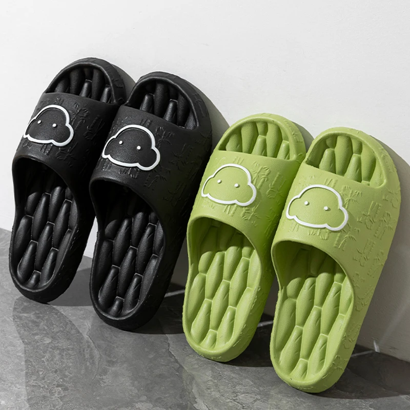 Summer Couple Cloud Slippers Indoor Cute Bamboo Non Slip Platform Bathroom Slides Women Men Soft Sole Eva Flip Flops Home 36-45