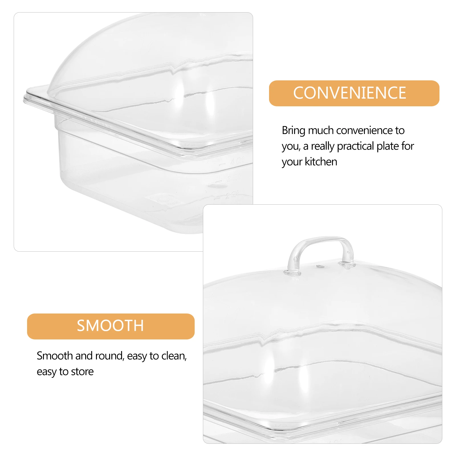 

1 Set Food Preservation Multifunctional Storage Plate Steak Dessert Buffet Serving Tray With Lid Clear Transparent Pc Material