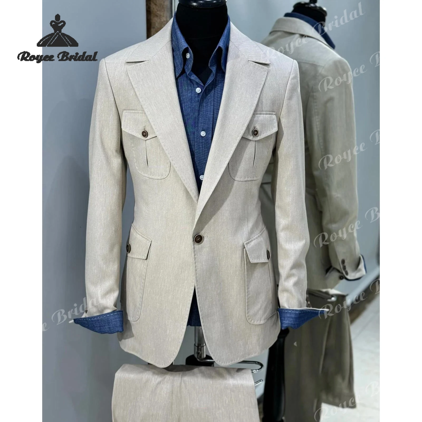 Two Piece Single Breasted Men's Suit Wedding 2026 Notched Lapel Formal Evening Suit Customized trajes para hombre