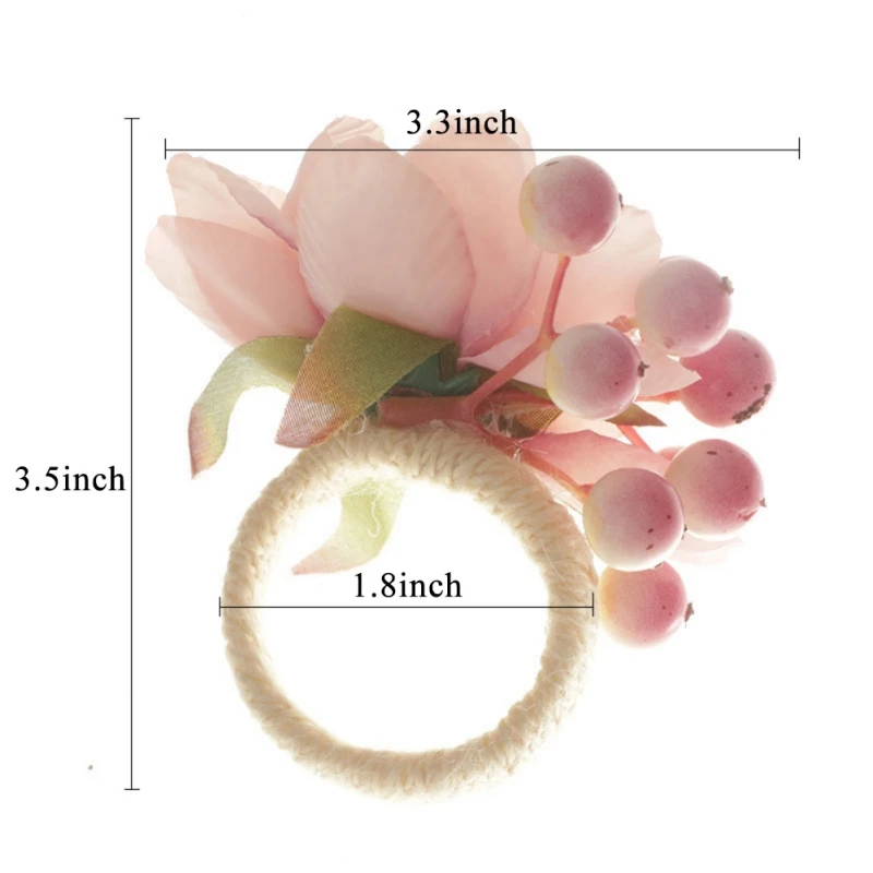 Artificial Flower Napkin Rings Hotel Napkin Holder Circle Napkin Buckle for Christmas Wedding Birthday Party Dinner Table Decor