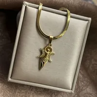 Witch Triple Moon Goddess Hecate Necklace for Women Men Stainless Steel Greek Mythology Amulet Chain Jewelry collier