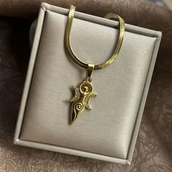 Witch Triple Moon Goddess Hecate Necklace for Women Men Stainless Steel Greek Mythology Amulet Chain Jewelry collier