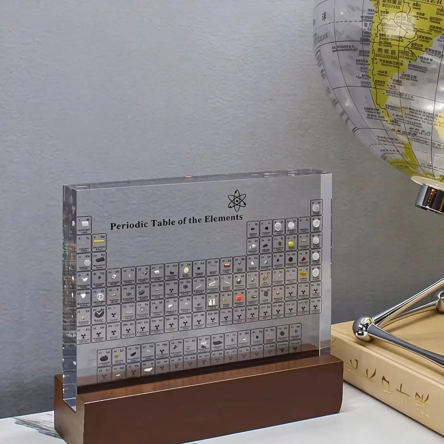 High Clarity Acrylic Periodic Table, Real Chemical Ore Inside, Unique Decor Ornament & Nice Birthday Gift