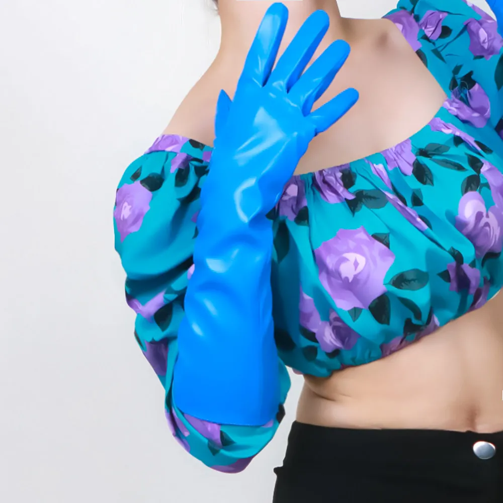 16 Zoll (40 cm) lange Handschuhe aus Leder, Lack-PU, LATEX, Fashion Tech Silver, Subkultur-Accessoires für Damen, leicht, thermisch, Cyberpunk-Stil – Detail 24