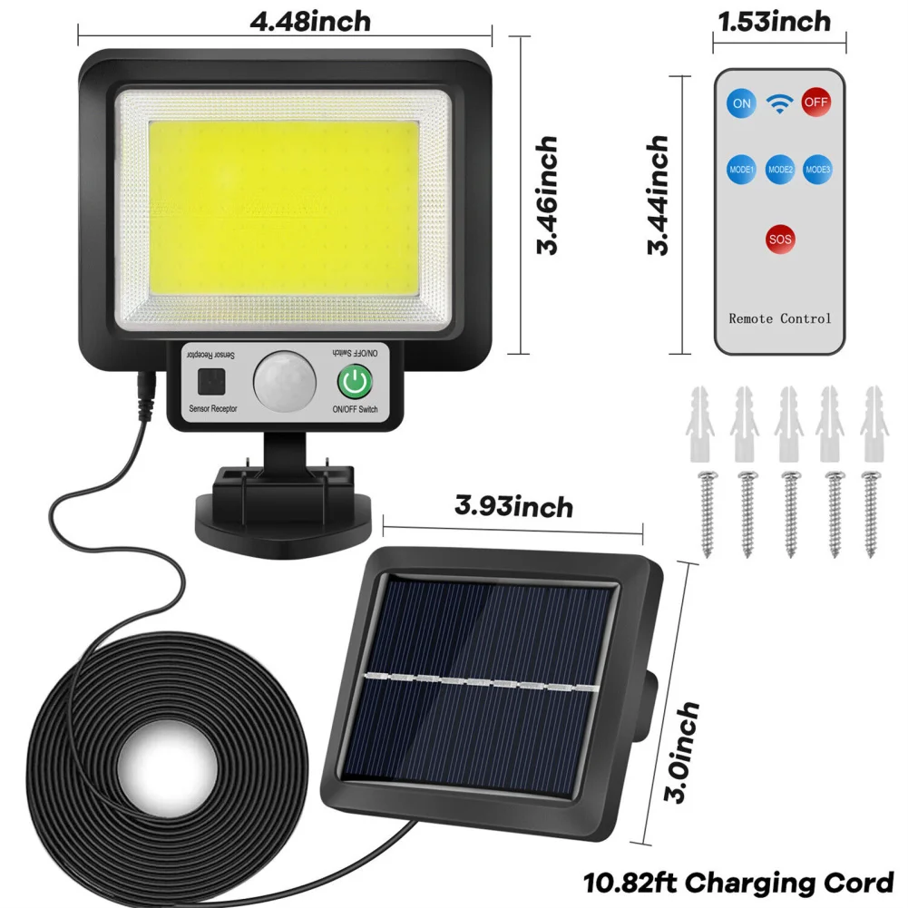 280000lm Solar Street Light 3 Modes 1200 Mah Rechargeable Battery Waterproof Super Bright Outdoor Wall Lamp