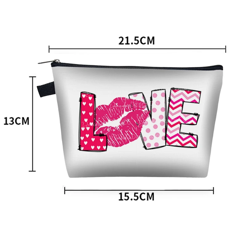 Sexy Red Lips Print Cosmetic Cases Women Makeup Bag Ladies Portable Toiletry Bags Small Storage Bag Zipper Pouch Organizer Gift