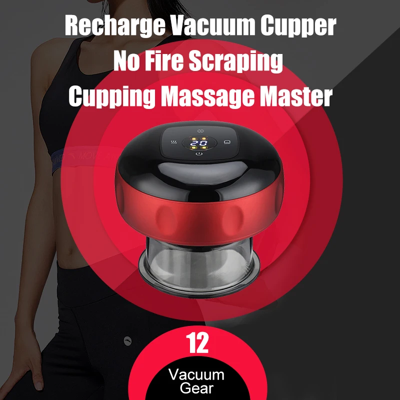 AiQUE Recharge Electric Vacuum Cupping Therapy Set Skin Scraping Massage Guasha Wireless Slimming Body Fat Burner Smart Cupping