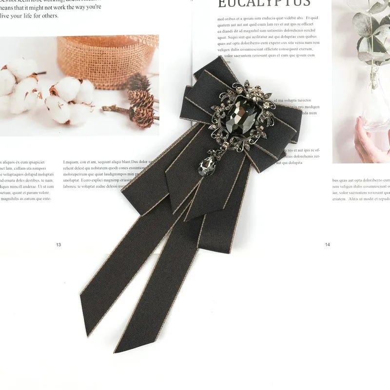 Neue elegante klassische retro bowtie neck tie band strass corsage bowtie cravat geschenke für männer hochzeit formale kleid zubehör – Detail 37