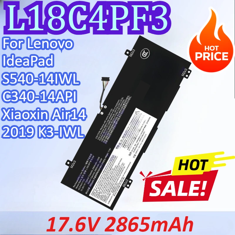 

New L18C4PF3 17.6V 2865mAh Laptop Battery For Lenovo IdeaPad S540-14IWL C340-14API Xiaoxin Air14 2019 K3-IWL High Quality