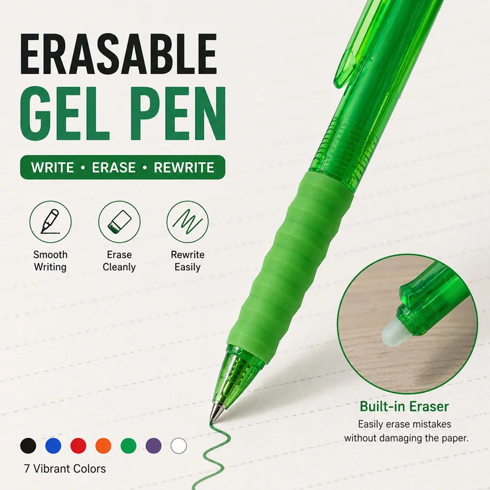 10Pcs Retractable Erasable Gel Pen,Multicolor Ink Magic Gel Pens Washable Handle Back to School Office Writing Supplies