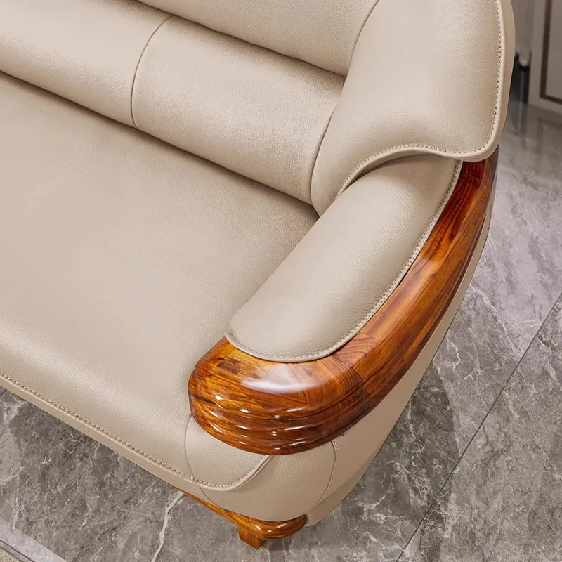 Nuovo divano cinese in ebano in pelle casa villa di lusso soggiorno appartamento tipo combinazione di mobili europei in legno massello di fascia alta