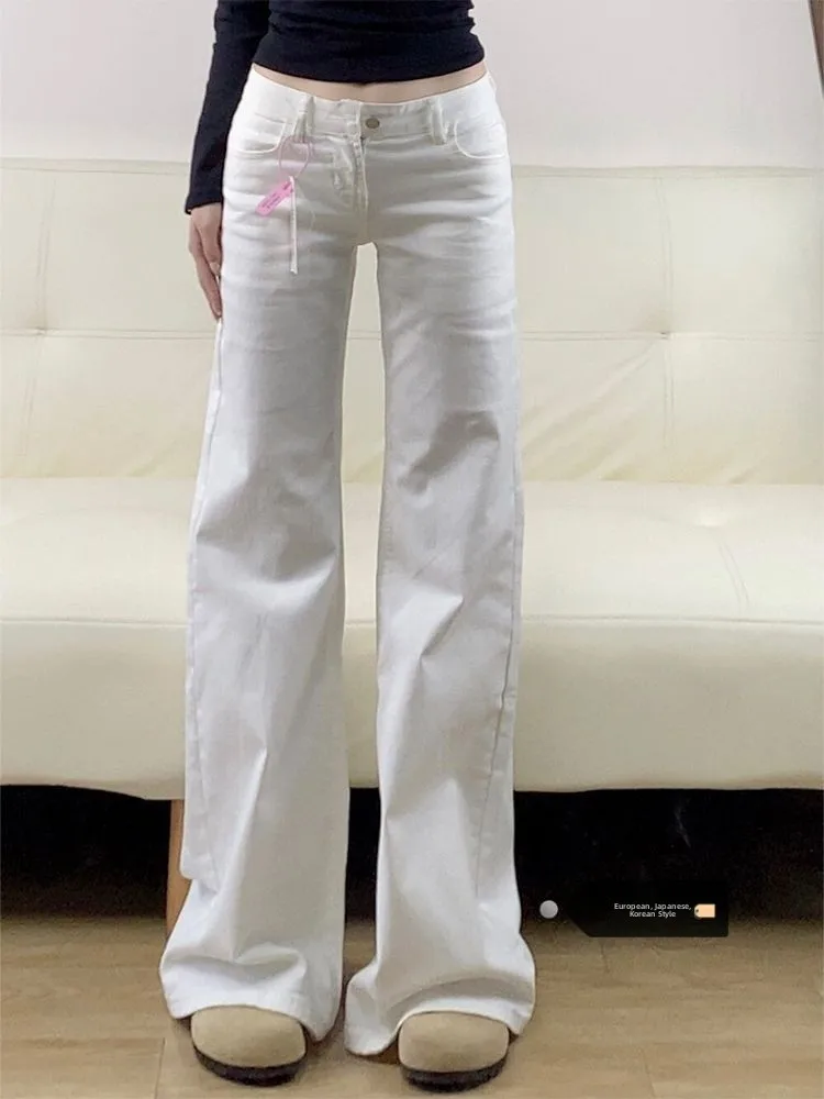 

High Waist Wide Leg Jeans Women's White Bell Bottoms Slimming Floor Length Trousers Trendy Street Style Spring Summer New Arr...