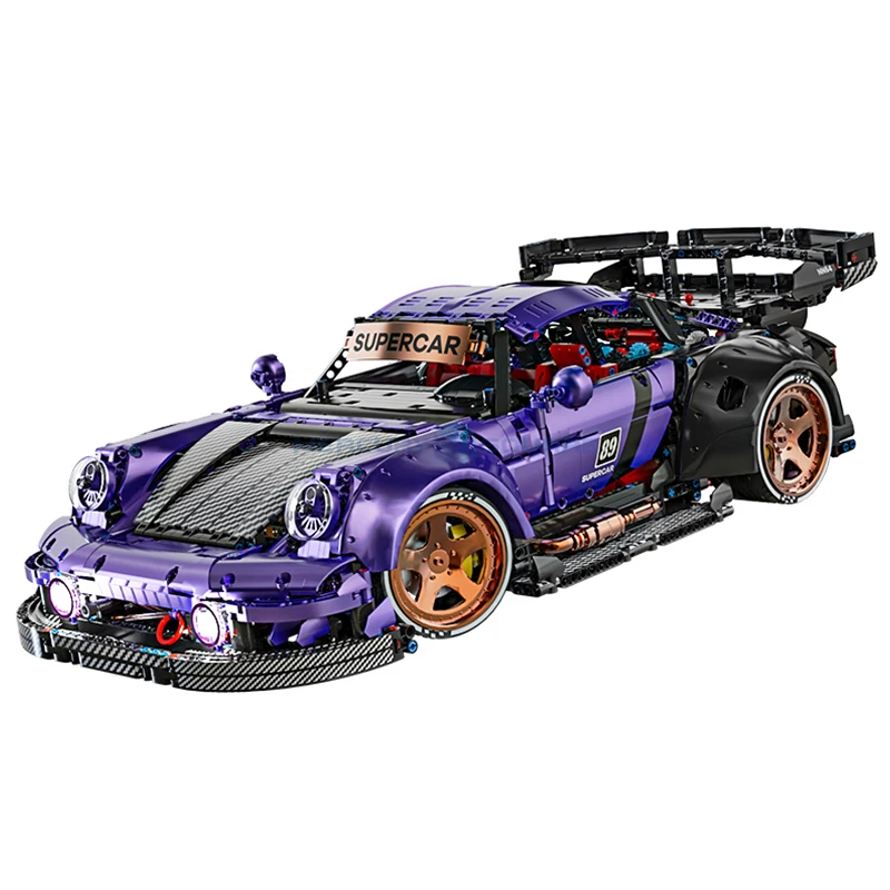 Geändert Supercar 1:8 Auto Modell Bausteine MOC 10544 Lila Racing Fahrzeug Blöcke High Tech Sammlung