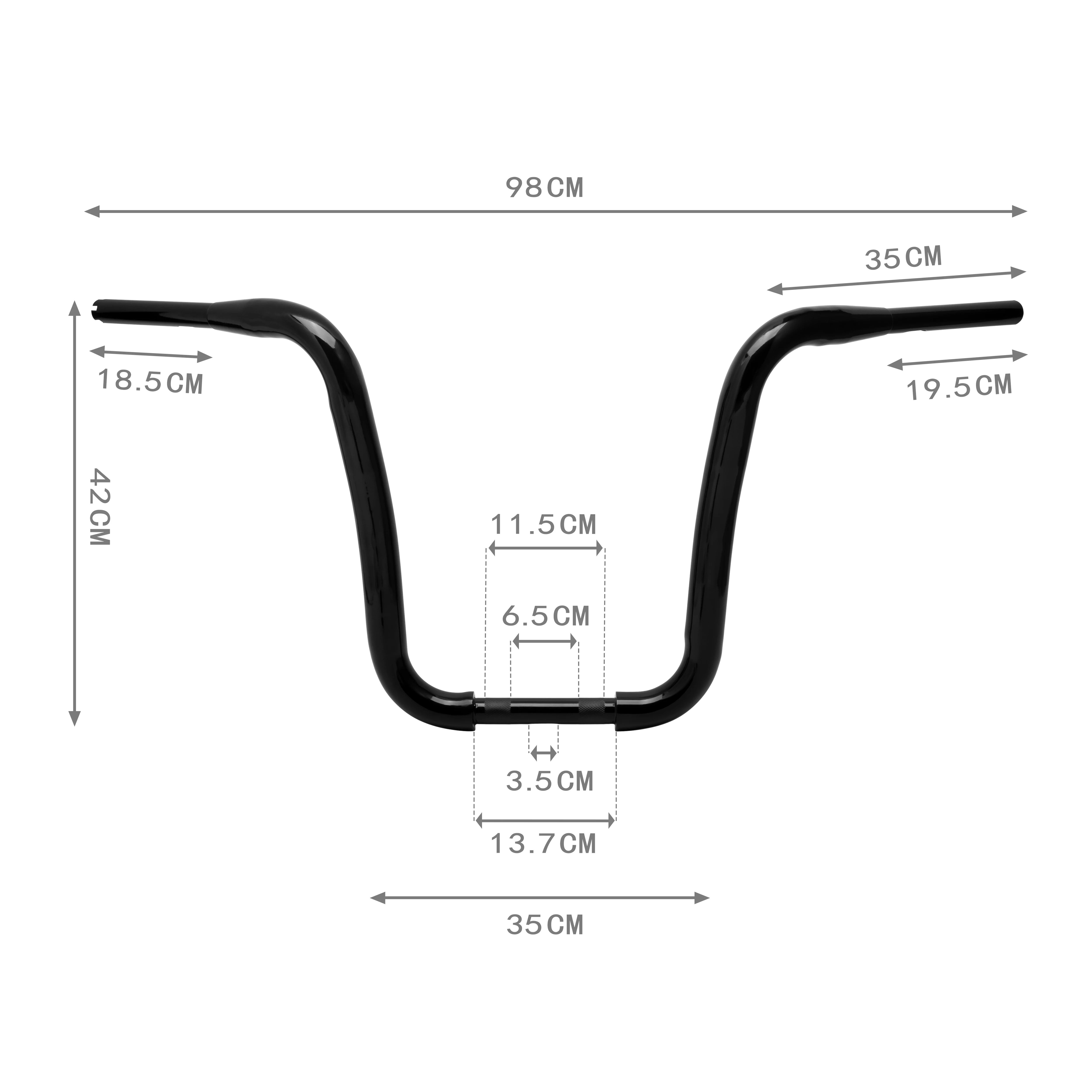 Customizable-Rise Ape Hangers 1.25-inch Thick, 16-inch Handlebar Fits for Harley Softtail Street Bob   Motorcycle Handlebar