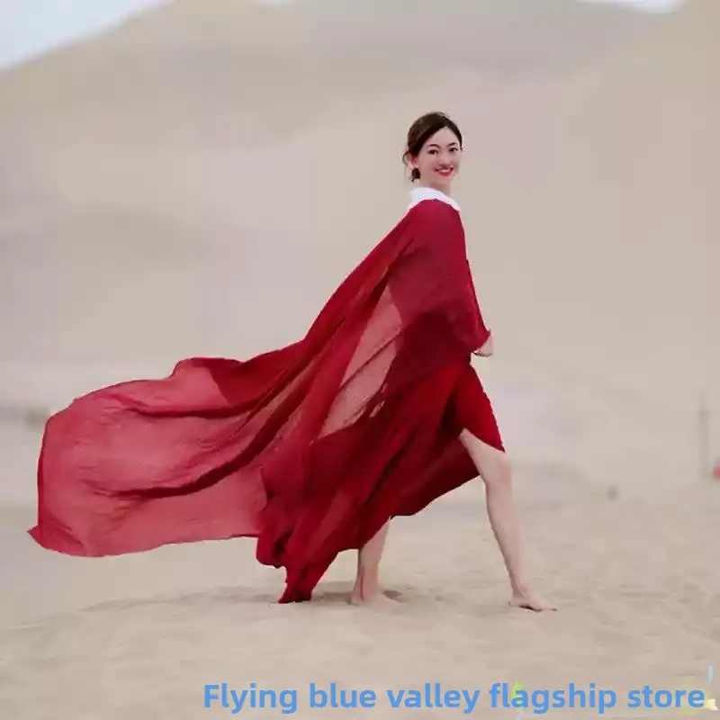 

Desert Sun Protection Scarf Cowl Neck Wrap Red Cotton Linen Shawl Photography Tourist Must Have Unisex Spring New Arrival