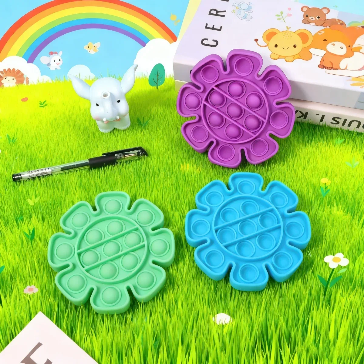 1 unidad Pop Bubble Fidget Color sorpresa Fidget juguete Arco Iris diseño Animal alivio juguetón para niños adultos regalo (Color aleatorio)