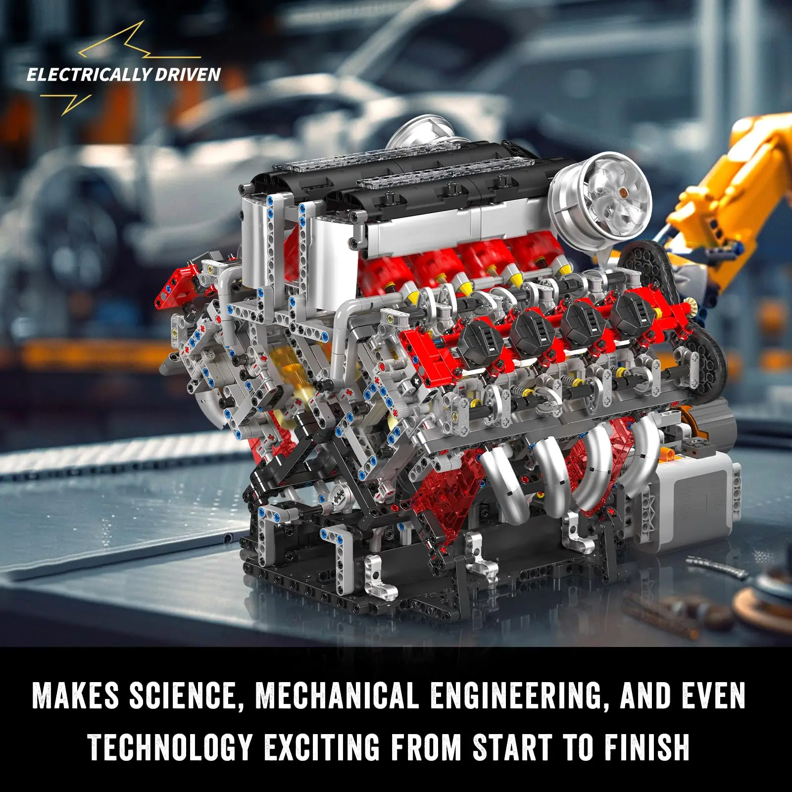 F488 Supercar V8 Engine Building Blocks Kit-2718Pcs Technology 10130 Motorized Model Twin-Turbo 8-Cyl Mechanical Engineering Set