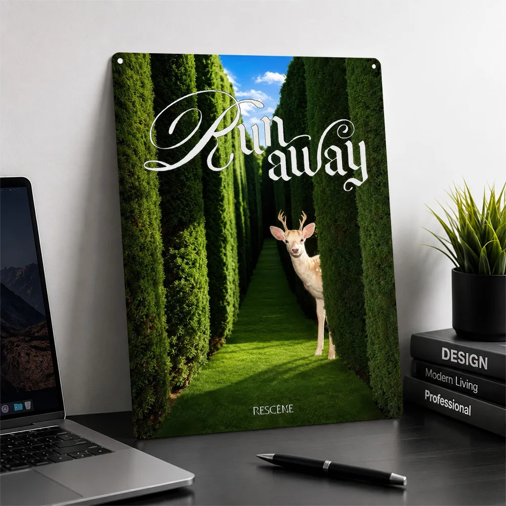 Deer in Hedge Maze Personalized 3D Textured Metal Poster Wall Art Tinplate Sign for Decor Luxury Decoration Home Decor Items